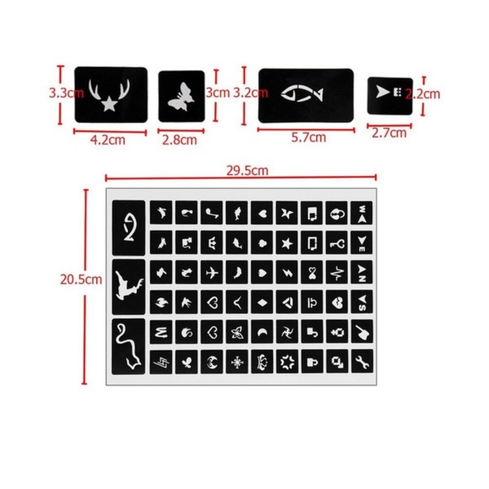 Bộ 105 Khuôn Hình Xăm Tạm Thời Cho Cơ Thể