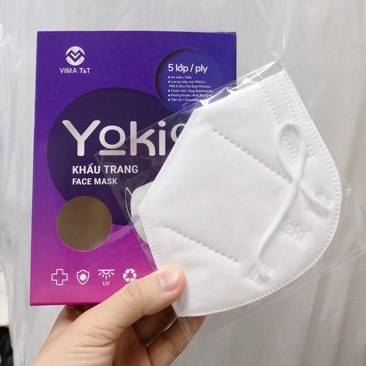 Khẩu Trang 5 Lớp Yoki N95 Kháng Khuẩn Lọc Bụi Mịn - Hộp 10 Cái