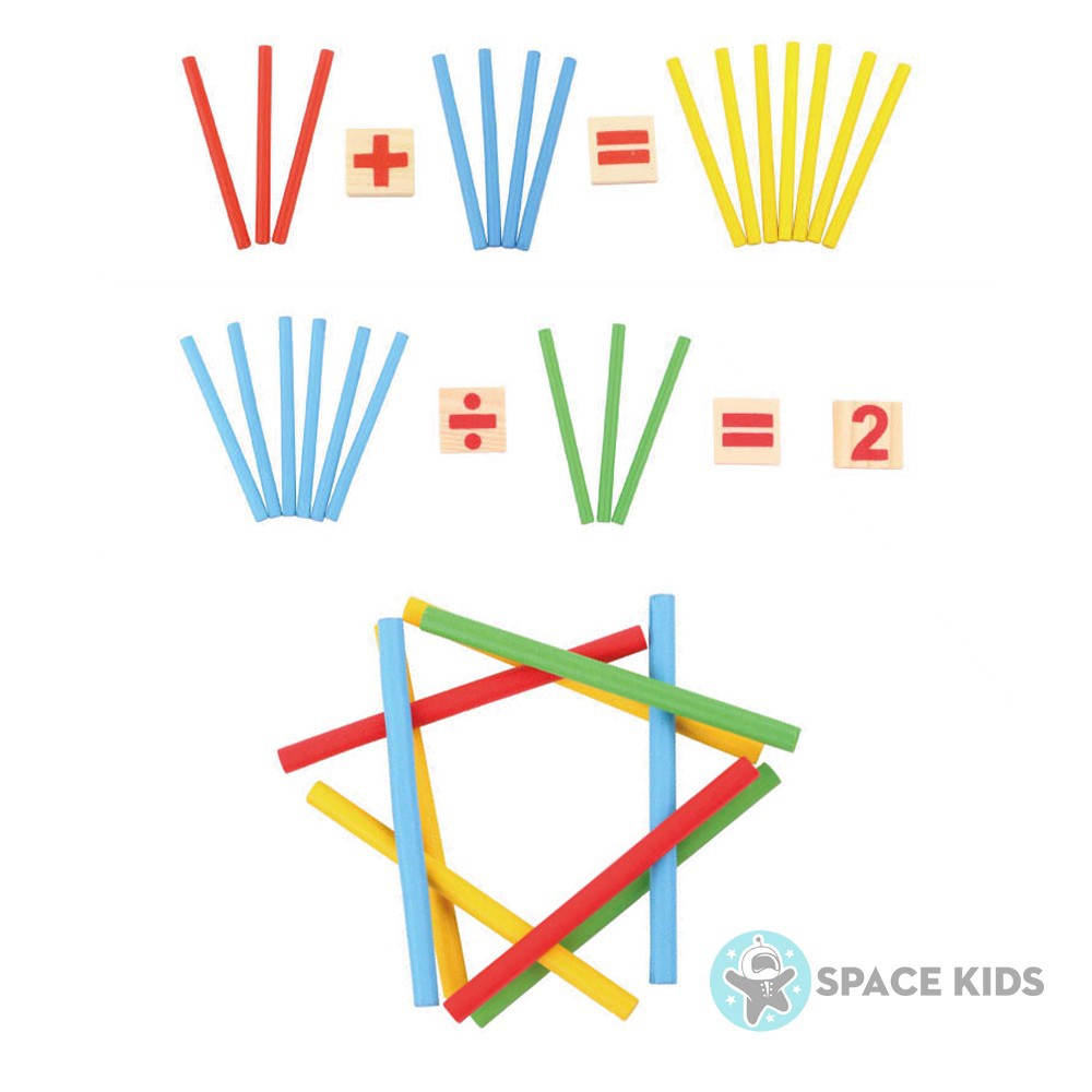 Đồ chơi giáo dục Hộp que tính gỗ học toán thông minh cho bé Space Kids