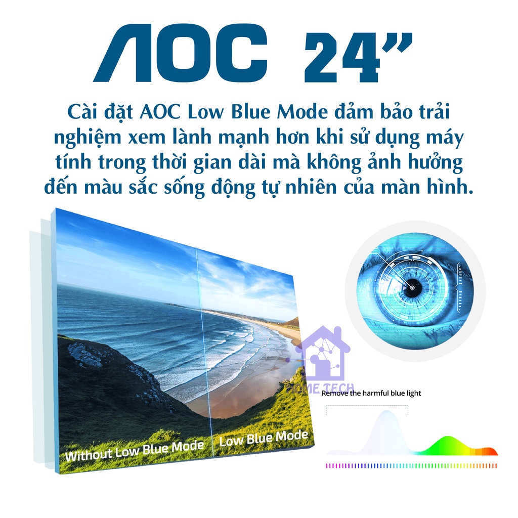 Màn Hình Máy Tính AOC 24B2XHM/74 24inch LED IPS - 16.7 Triệu Màu, 75Hz (HDMI),60Hz (VGA)  [Chính Hãng Bảo Hành 2 Năm]