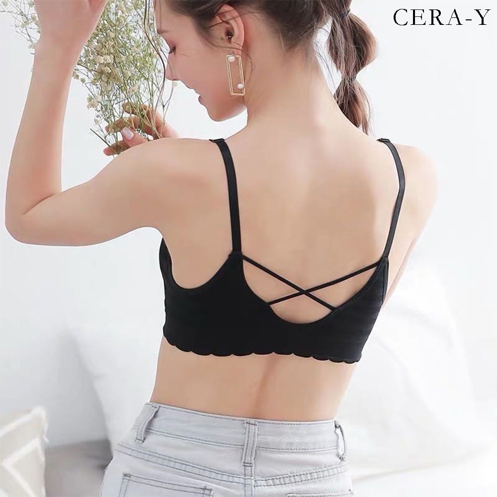 Áo bra hai dây croptop CERA-Y màu đen CRA010