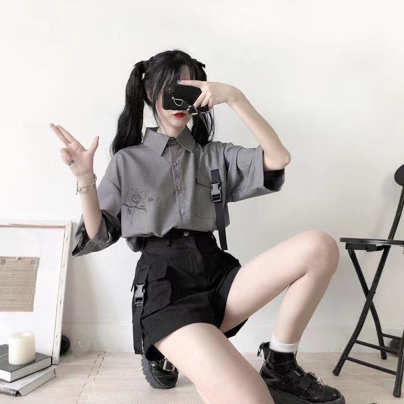 Set Áo Sơ Mi + Quần Short Thiết Kế Mới Năng Động Thời Trang Dành Cho Mùa Hè