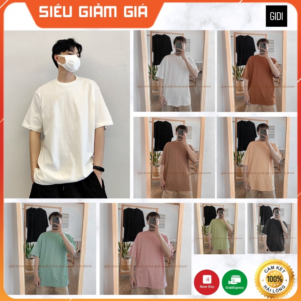 Áo Phông Trơn Tay Lỡ form rộng OVERSIZE vải thun co giãn Nam Nữ Unisex - thoáng mát, không nhăn, hàng chính hãng 💥 GIDI