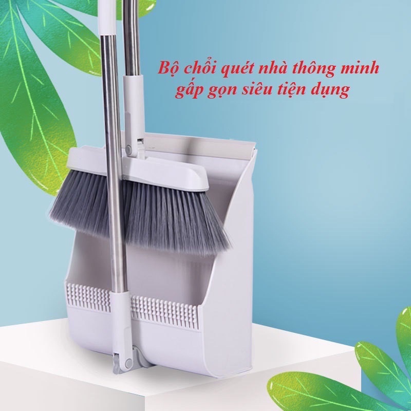 Chổi quét nhà thông minh kèm hót rác gấp gọn xoay 180 độ