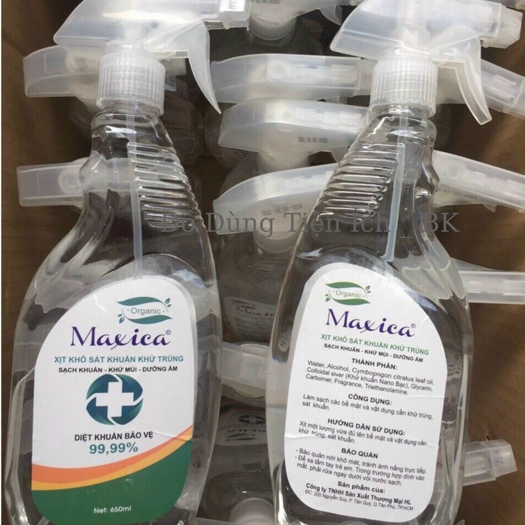 Xịt khuẩn, khử trùng, khử mùi Maxica chai 500ml, sạch khuẩn nhanh trong 5 giây