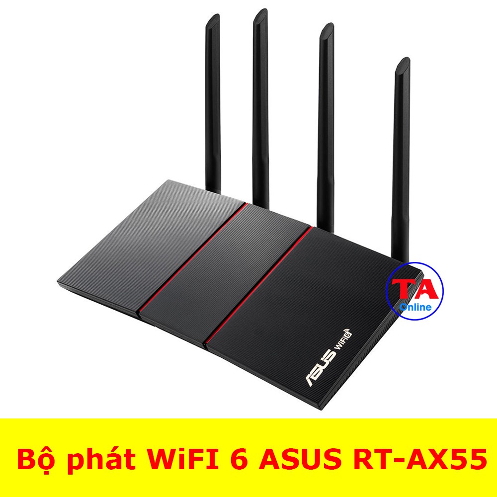 Router Wifi ASUS RT-AX55 - AX55, Băng tầng kép, Chuẩn AX1800, Chíp xử lý quad-core1,5Ghz