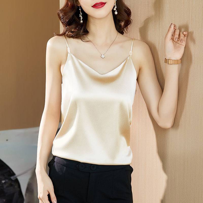 Áo hai dây nữ lụa satin không nhăn có khóa điều chỉnh độ dài Havana FA10