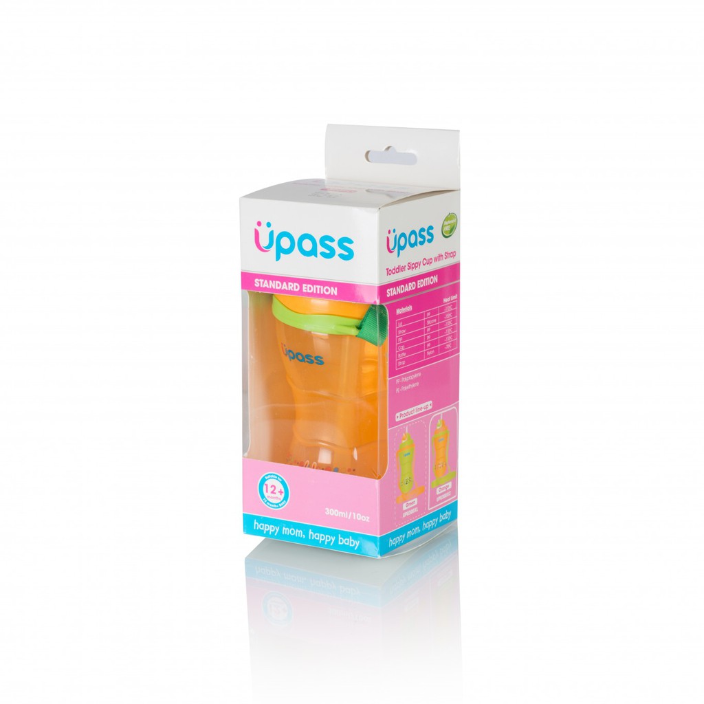 Bình ống hút 300ml Upass có dây đeo / UP0300X / cho bé từ 12 tháng tuổi