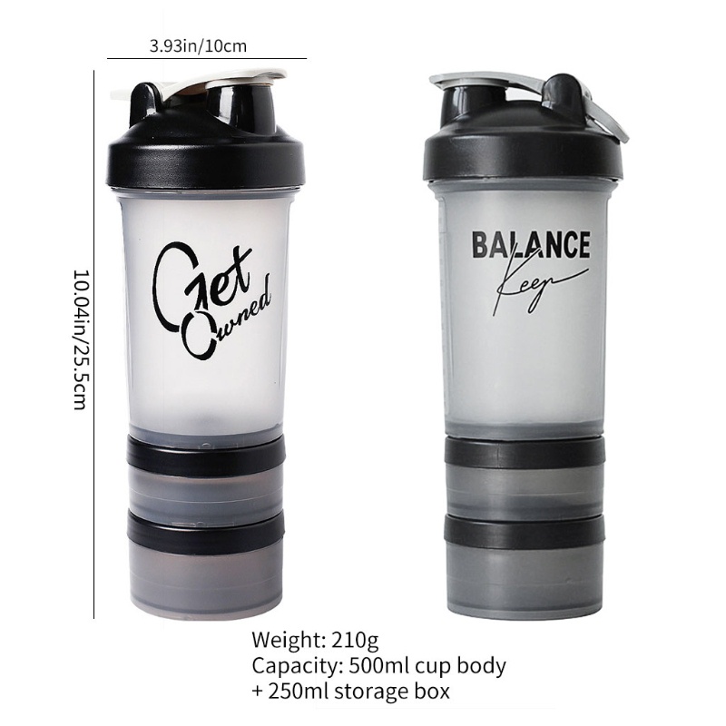 Bình Lắc Protein 500ml Bằng Nhựa Thiết Kế Nhỏ Gọn Tiện Dụng Mang Theo Du Lịch / Tập Gym