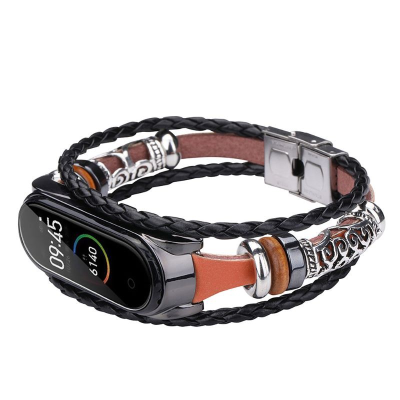 Dây bện đeo cổ tay cổ điển kim loại thay thế cho đồng hồ Xiaomi Mi Band 4/3