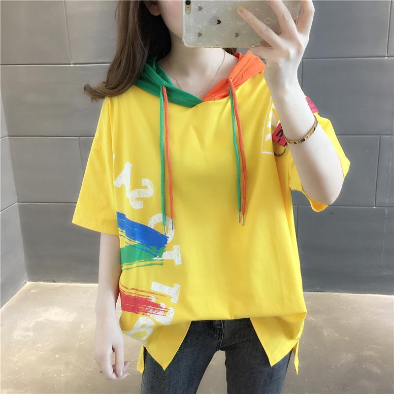 Áo Hoodie Ngắn Tay In Họa Tiết Graffiti Phong Cách Hàn Quốc Cho Nữ 2021