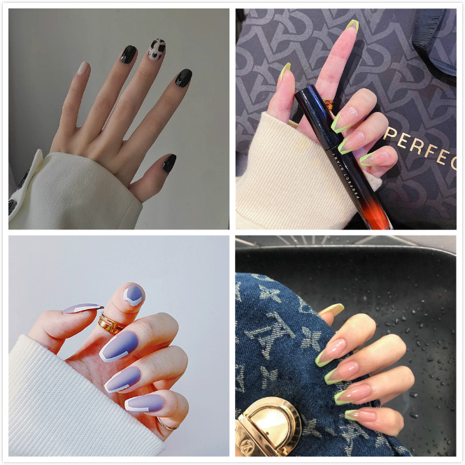 (Hàng Mới Về) Miếng Dán Móng Tay Hình Bông Tuyết Phối Màu Tương Phản Cho Nữ