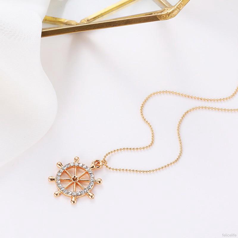 Gold Rhinestone Cute Dolphin Pendant Chain Necklace Women Accessories Gifts