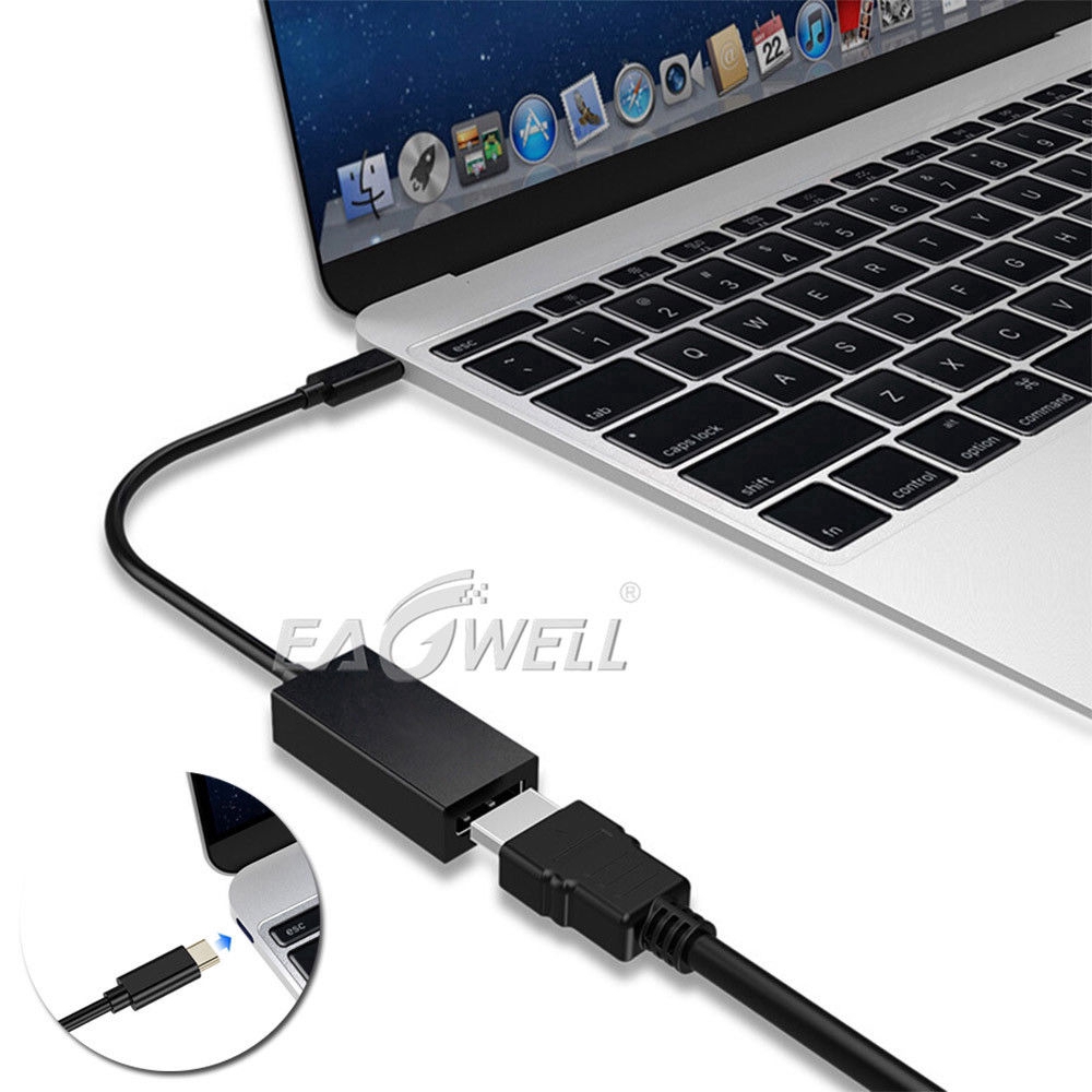 Black USB-C Type-C to HDMI HDTV Adapter Cable Cord
