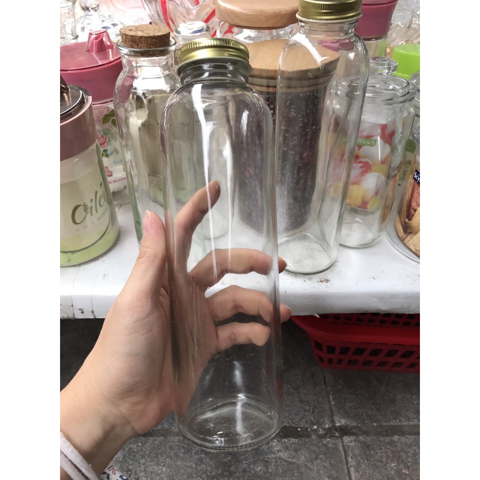 Chai thủy tinh tròn 300ml 500ml nắp nhôm gen vặn chặt