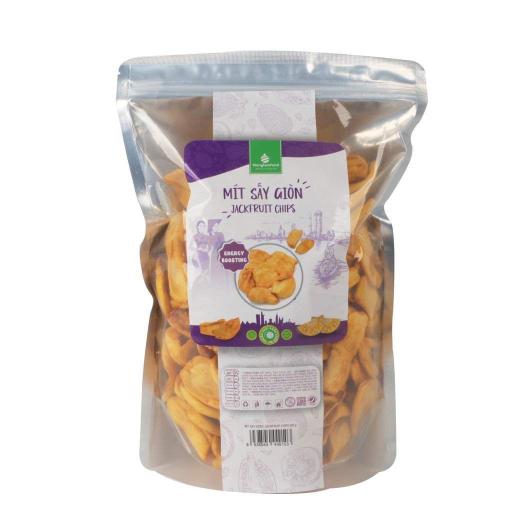 Mít sấy giòn KHÔNG THÊM ĐƯỜNG Nonglamfood túi 100g | Jackfruit Chips | Ăn vặt dinh dưỡng, thơm ngon thượng hạng