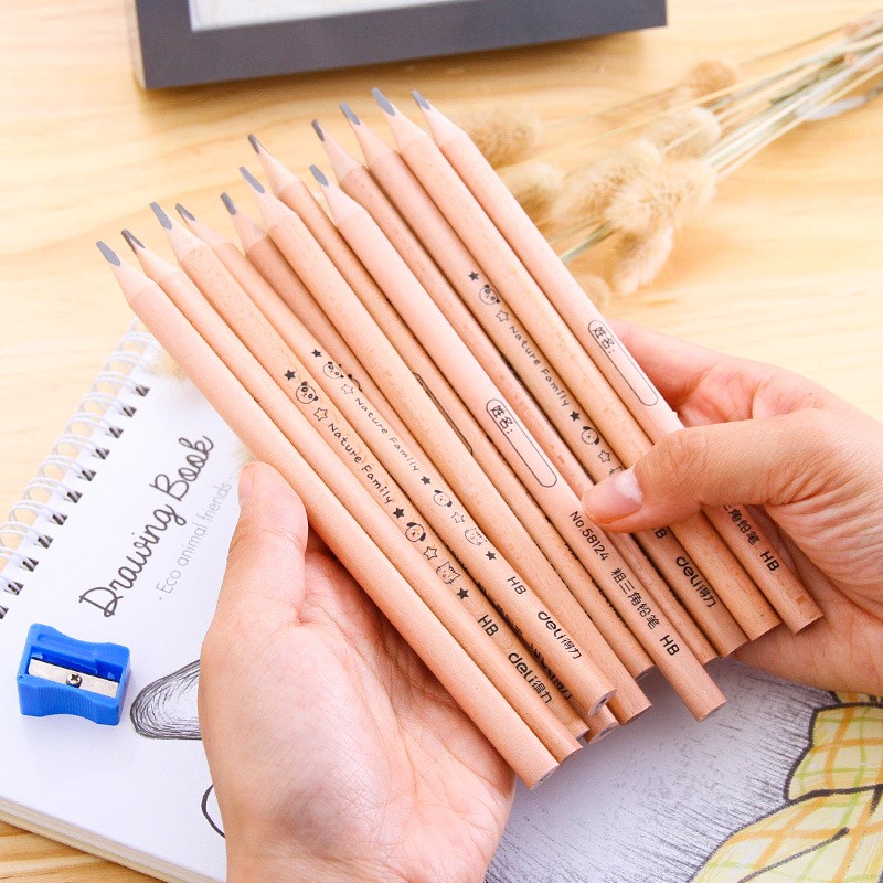 Set 1 hộp (6 bút chì + đồ chuốt chì hình tam giác) HB Jumbo cho bé