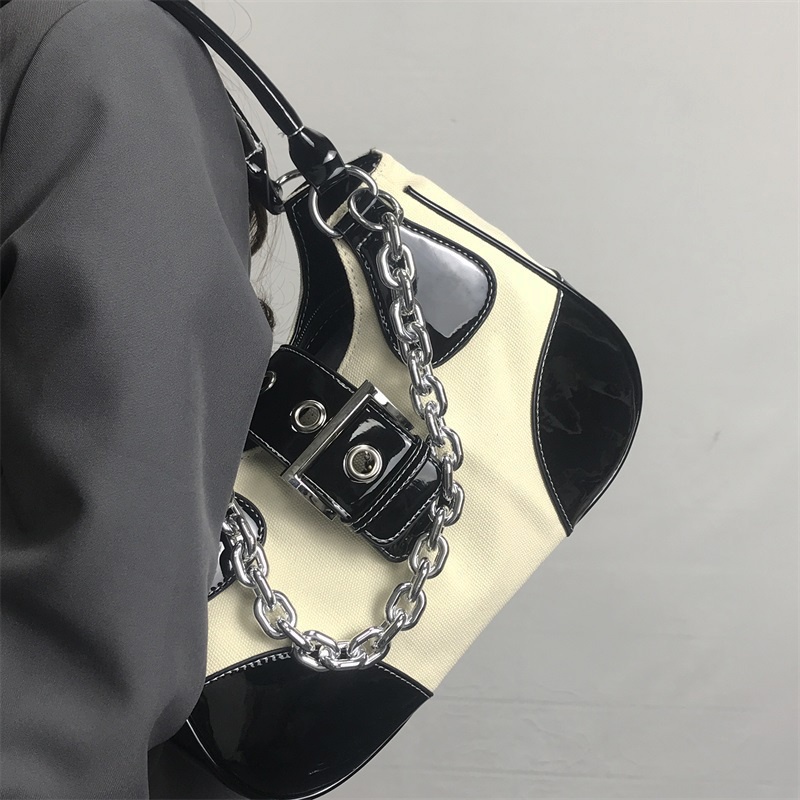 Túi Đeo Vai Phối Dây Xích Kim Loại Kiểu retro Thời Trang Cho Bạn Gái