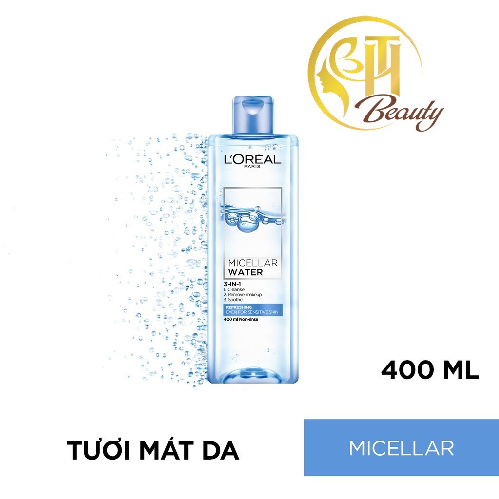[CHÍNH HÃNG] Nước tẩy trang cho mọi loại da L'Oreal Paris 3-in-1 Micellar Water 400ml - HTbeauty | BigBuy360 - bigbuy360.vn
