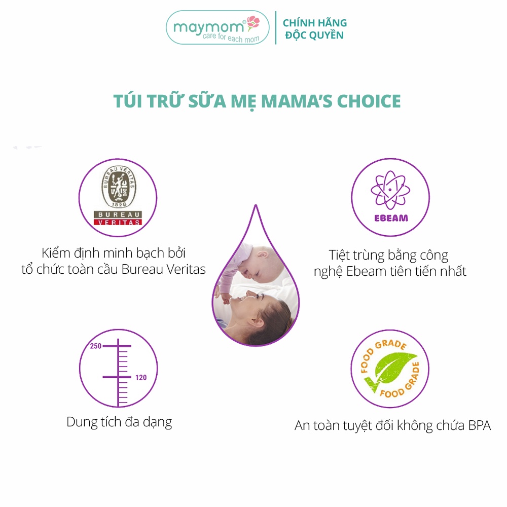 Túi Trữ Sữa 120ml-250ml, Thương Hiệu Mama's Choice, Hộp 30 Túi