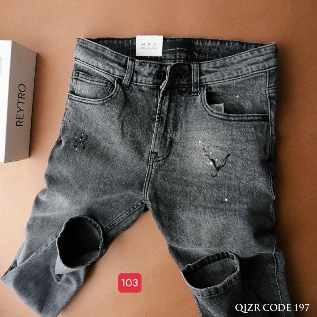 Quần Jean Nam Chất Bò DR97RT Xanh Bạc Trơn Rách Gối Cá Tính Trẻ Trung ( Siêu Rẻ) | BigBuy360 - bigbuy360.vn