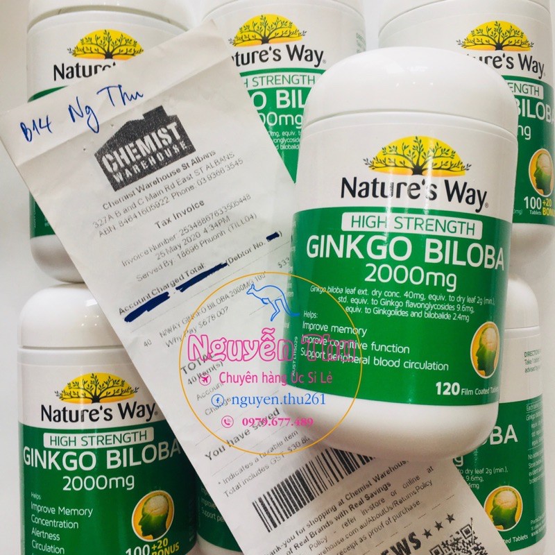 Viên bổ não Ginkgo Biloba Nature’s Way 2000mg