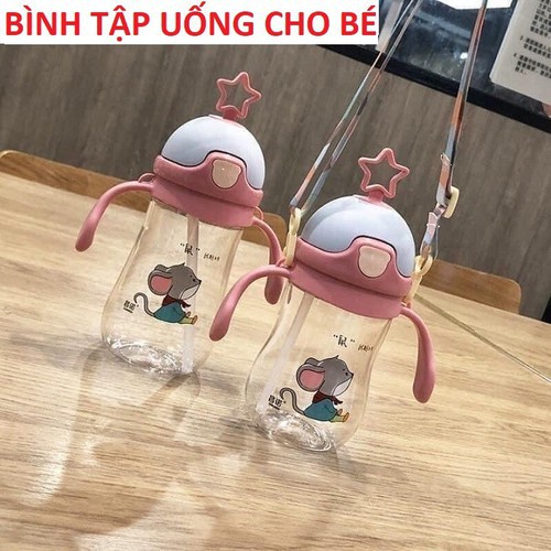 Bình Nước Tai Thỏ, Hình Sao Có Dây Đeo Tiện Lợi 280ml Cho Bé