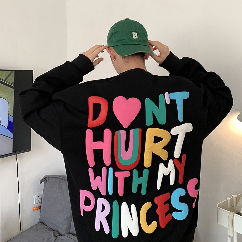 Áo hoodie Tay Dài Cổ Tròn Dáng Rộng In Họa Tiết Thời Trang Hong Kong Cho Nam