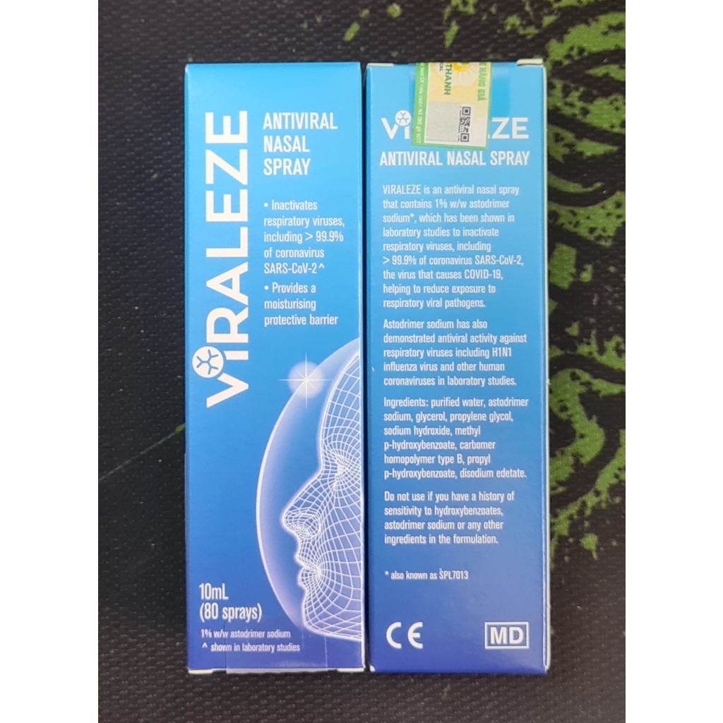 Xịt mũi Viraleze 10ml của Úc - Hỗ trợ kháng khuẩn, hỗ trợ kháng viêm, hỗ trợ ngăn ngừa vi khuẩn, virus xâm nhập.