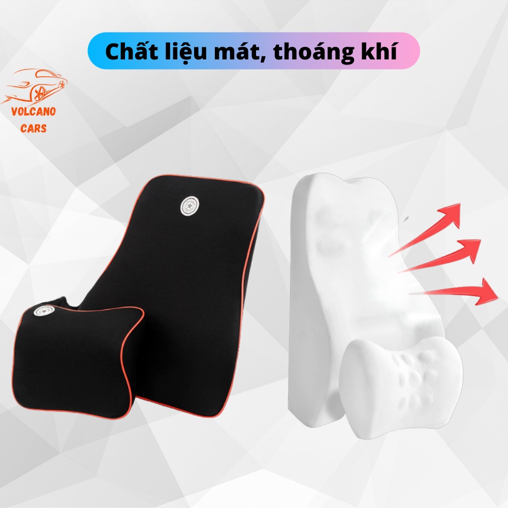 Gối tựa đầu tựa lưng ô tô cao su non nguyên khối đàn hồi êm ái, chống đau mỏi, thoáng khí để trên ghế xe hơi ô tô