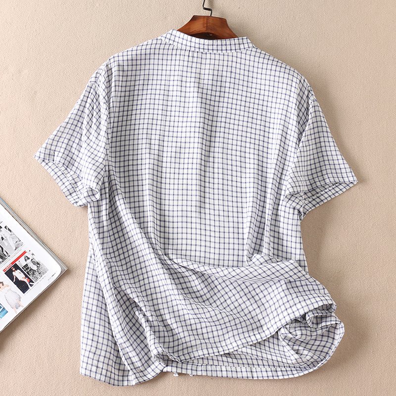 Áo Sơ Mi Nữ Form Rộng Tay Ngắn, Áo Đũi Nữ Cổ Tàu, Chất Liêu Đũi Mềm Mát SM50