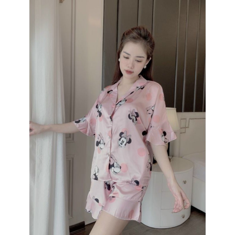 Đồ bộ Pijama - Chất liệu lụa LATIN cao cấp mác Victoria bigsize 45-70kg - Bộ đùi/ đồ ngủ