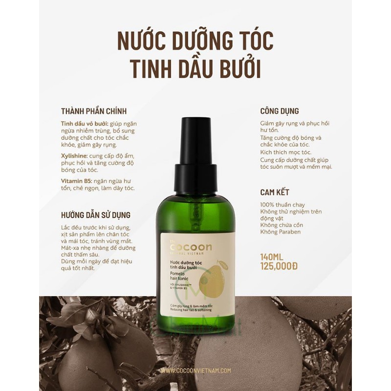 Nước dưỡng tóc tinh dầu bưởi Cocoon 140ml