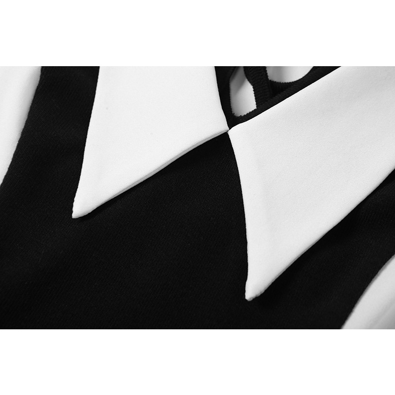 Đầm Không Tay Cổ Bẻ Màu Sắc Tương Phản Thời Trang Quyến Rũ Dành Cho Nữ 2022