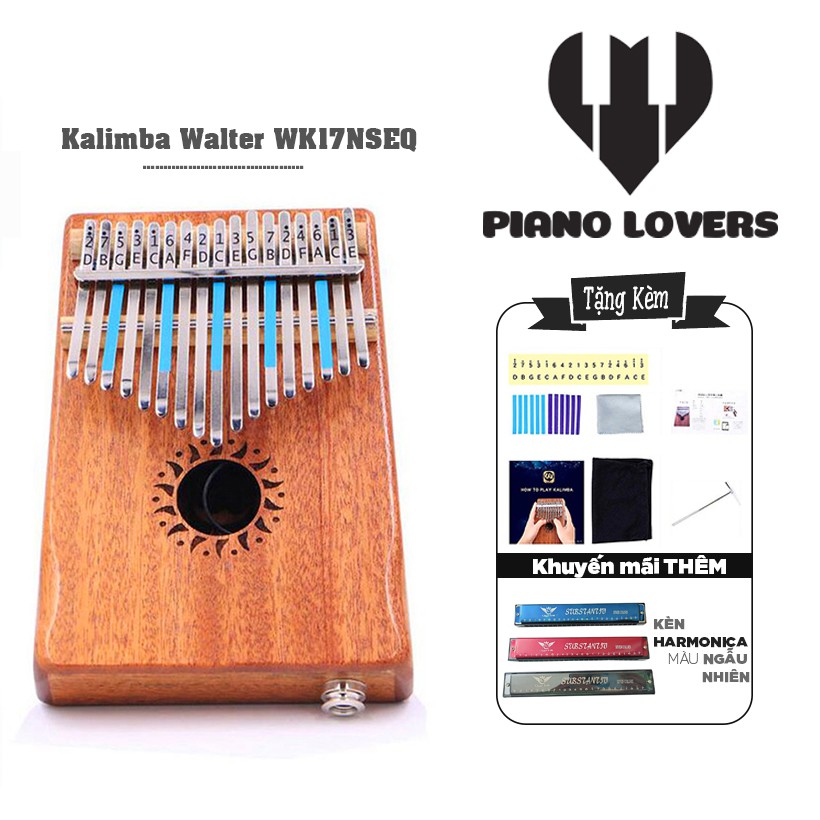 Đàn Kalimba 17 phím Gỗ Mahogany Walter WK-17NSEQ Tặng Kèm Harmonica Màu Ngẫu Nhiên  - HÀNG CÓ SẴN