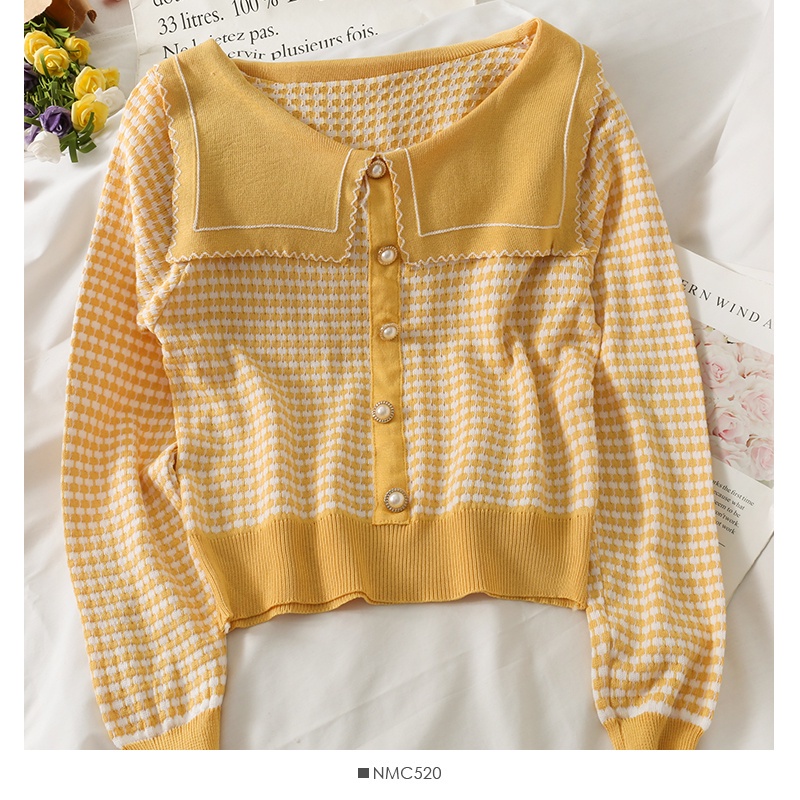 Mới Áo Sweater Tay Dài Sọc Ca Rô Thời Trang Mùa Thu 2021