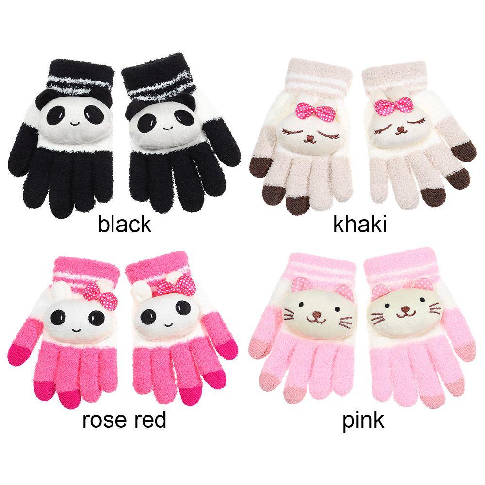 MIHAN1 Găng Tay Nhung Dày Dặn Kiểu Dáng Hoạt Hình Dễ Thương Xinh Xắn Cho