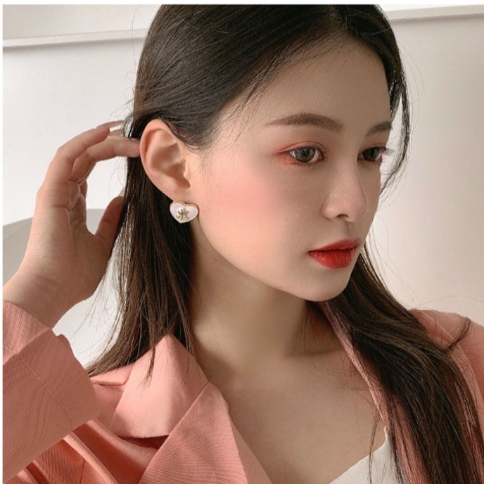 Bông Tai Mạ Bạc 925 Hình Hoa Đính Đá Đơn Giản Phong Cách Hàn Quốc