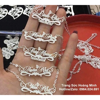 Dây chuyền bạc nữ khắc tên theo yêu cầu, mẫu đơn giản dễ thương