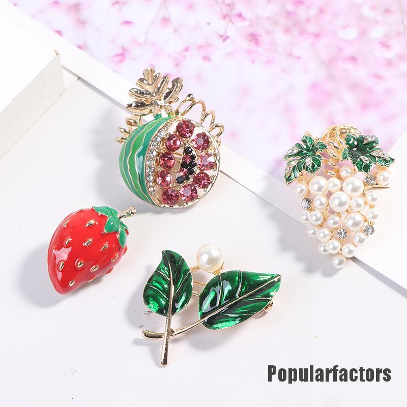 Ghim cài áo trang trí hình trái cây đính ngọc trai bằng hợp kim thời trang cho nữ dự tiệc