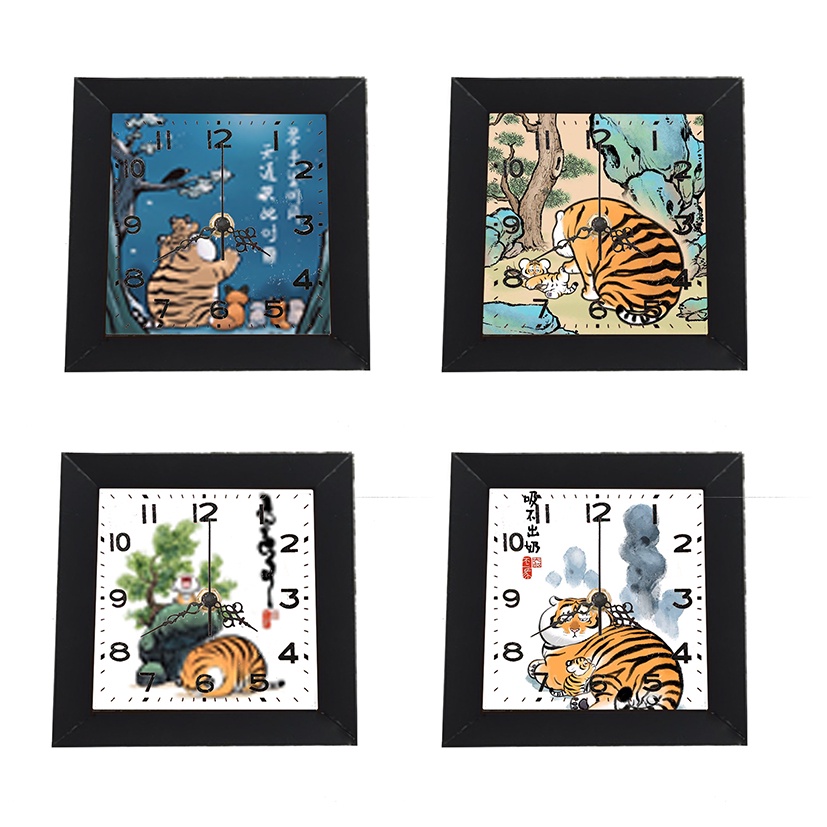 Đồng hồ treo tường hổ mập dạng khung ảnh 13x13 cm DHTI7 chonky tiger cute dễ thương