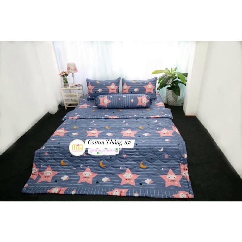 Drap Thắng Lợi, ga trãi giường hàng chuẩn có in logo cotton 100% SAO DƯƠNG