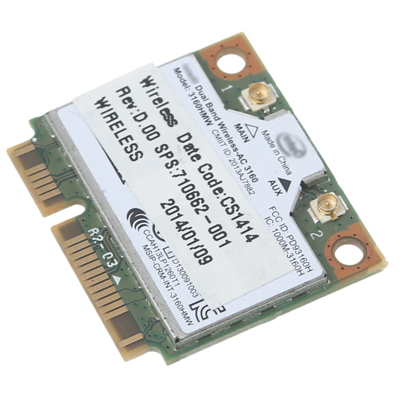 Thẻ WIFI WLAN BT 4 Thẻ 3160 3160HMW Không Dây Mini PCI-AC Kết Nối Bluetooth 4 Thẻ Cho HP SPS 784638-005