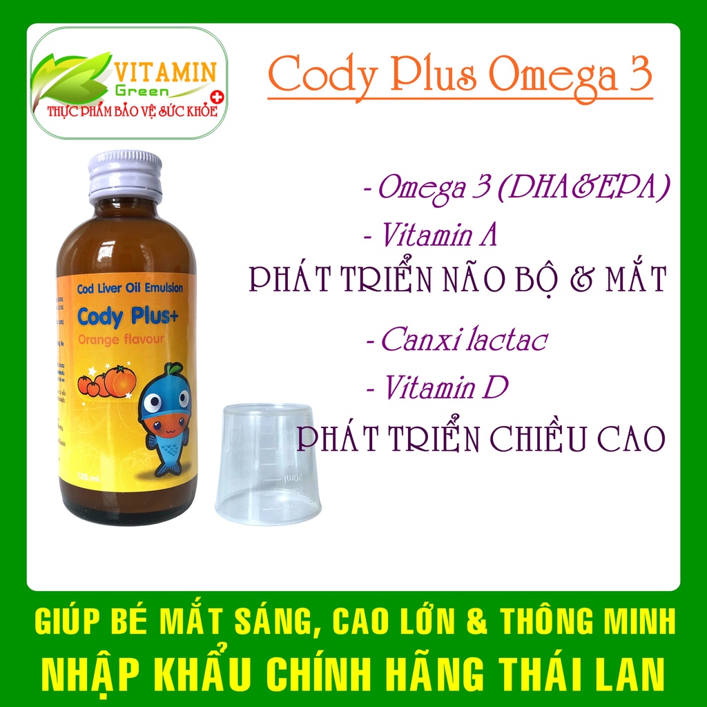 Bổ sung Omega 3 cho bé Cody Plus bổ sung DHA và vitamin cho bé giúp bé phát triển não bộ | Nhập khẩu chính hãng Thái Lan