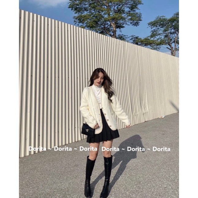 [Ảnh thật/Video] Áo Khoác Dạ Tweed Phong Cách Ulzzang, Áo Khoác dạ cúc ngọc hàng Quảng Châu - Dorita Boutique