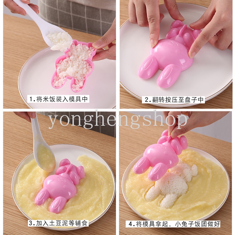 Set 3 Khuôn Làm Cơm Nắm Hình Thỏ Dễ Thương