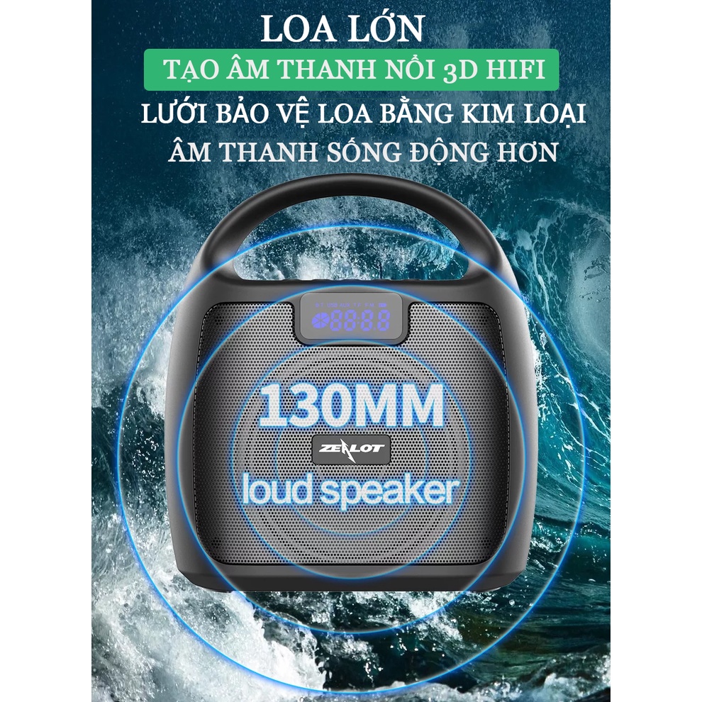 Loa bluetooth Zealot S42 hỗ trợ đài FM Radio, thẻ nhớ, USB - hàng chính hãng - BH 12 tháng