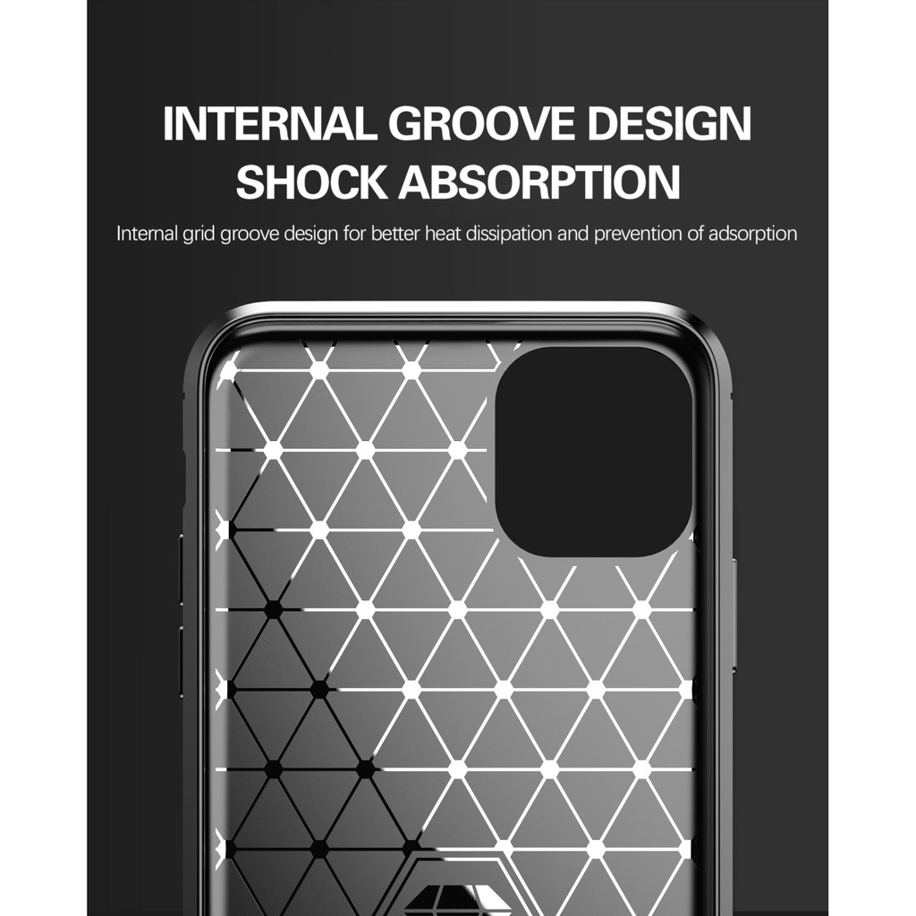 Ốp lưng iPhone 11 / iPhone 11 Pro / iPhone 11 Pro Max Carbon phay xước chống sốc chống vân tay