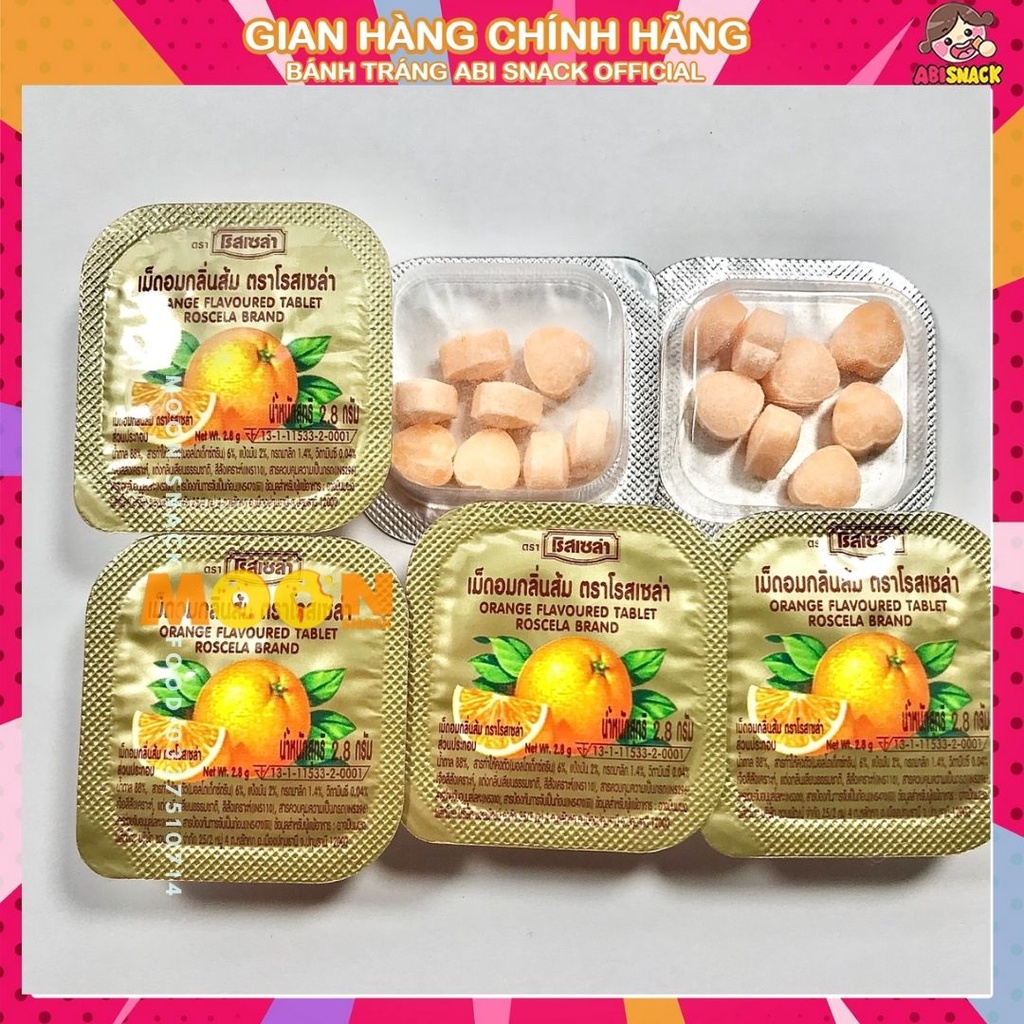 Kẹo Vitamin C Trái Tim Roscela Cam của Thái Lan 1 lốc gồm 24 viên ăn vặt quà tuổi thơ trẻ em người lớn đều mê