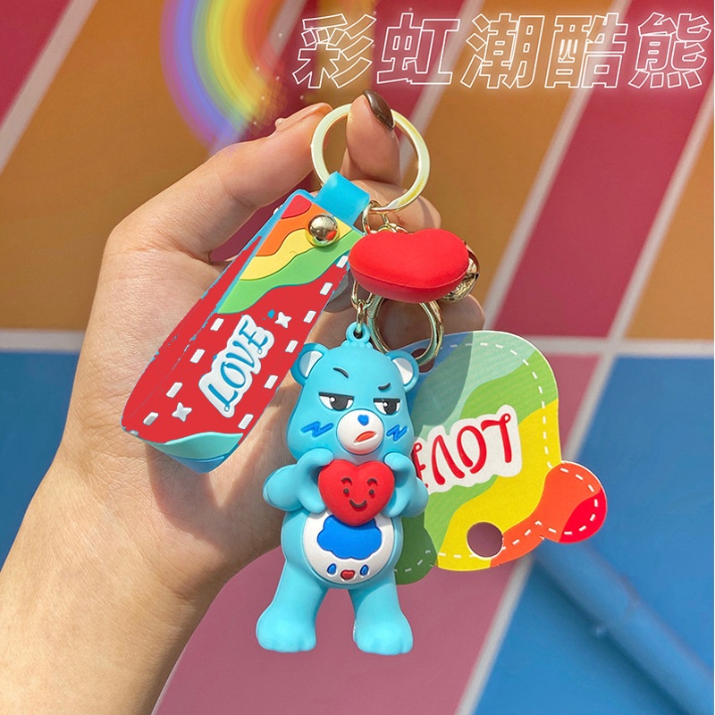 Mới Móc Khóa Hình Gấu Bông Màu Cầu Vồng Dễ Thương